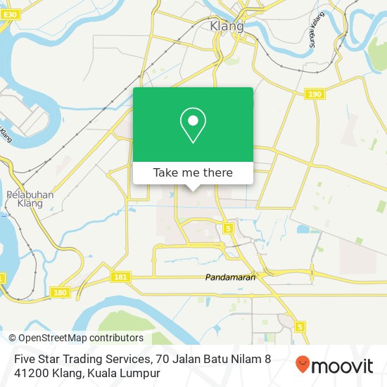 Peta Five Star Trading Services, 70 Jalan Batu Nilam 8 41200 Klang