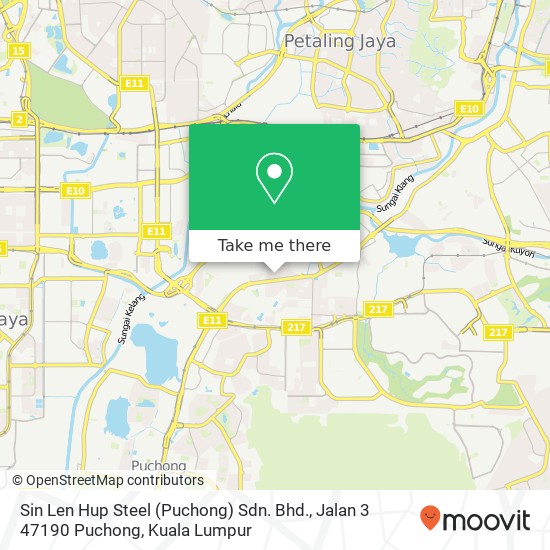 Peta Sin Len Hup Steel (Puchong) Sdn. Bhd., Jalan 3 47190 Puchong