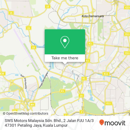 Peta SWS Motors Malaysia Sdn. Bhd., 2 Jalan PJU 1A / 3 47301 Petaling Jaya