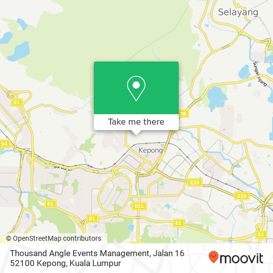 Peta Thousand Angle Events Management, Jalan 16 52100 Kepong