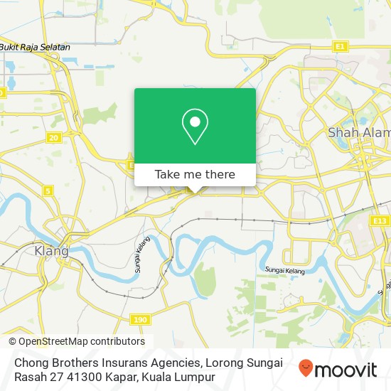 Peta Chong Brothers Insurans Agencies, Lorong Sungai Rasah 27 41300 Kapar