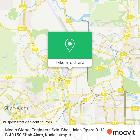 Peta Mecip Global Engineers Sdn. Bhd., Jalan Opera B U2 B 40150 Shah Alam