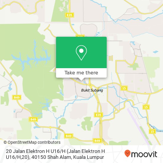 Peta 20 Jalan Elektron H U16 / H (Jalan Elektron H U16 / H,20), 40150 Shah Alam