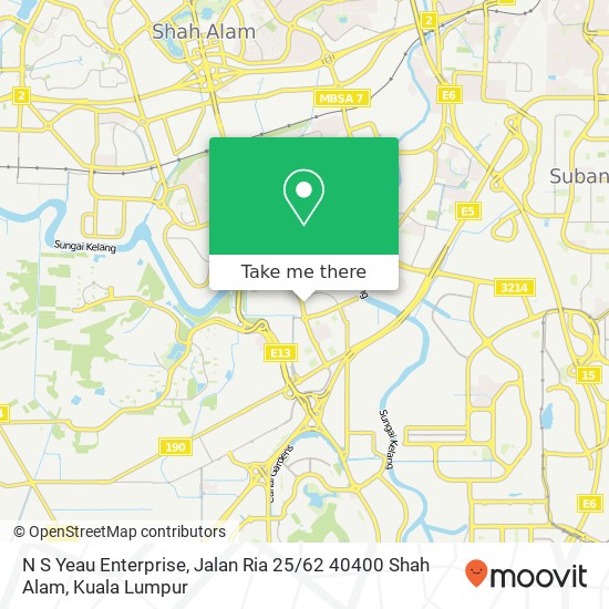 N S Yeau Enterprise, Jalan Ria 25 / 62 40400 Shah Alam map