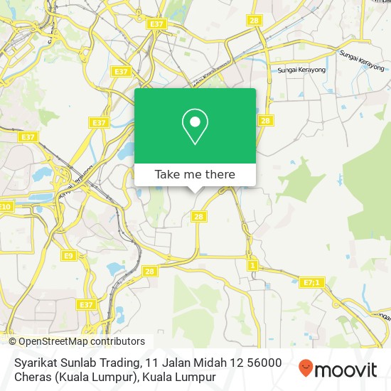 Syarikat Sunlab Trading, 11 Jalan Midah 12 56000 Cheras (Kuala Lumpur) map