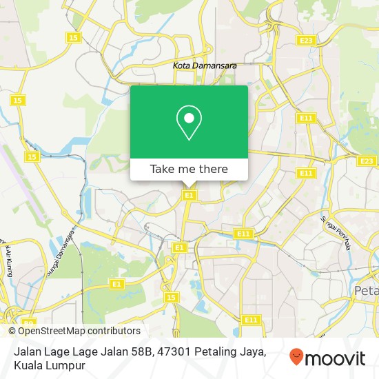 Peta Jalan Lage Lage Jalan 58B, 47301 Petaling Jaya