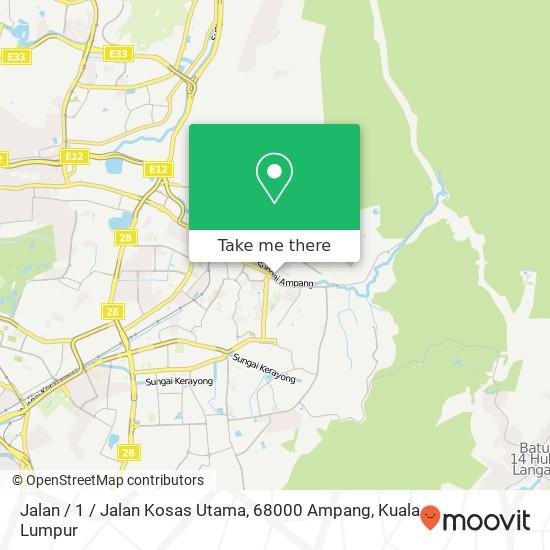Peta Jalan / 1 / Jalan Kosas Utama, 68000 Ampang