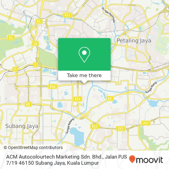 Peta ACM Autocolourtech Marketing Sdn. Bhd., Jalan PJS 7 / 19 46150 Subang Jaya