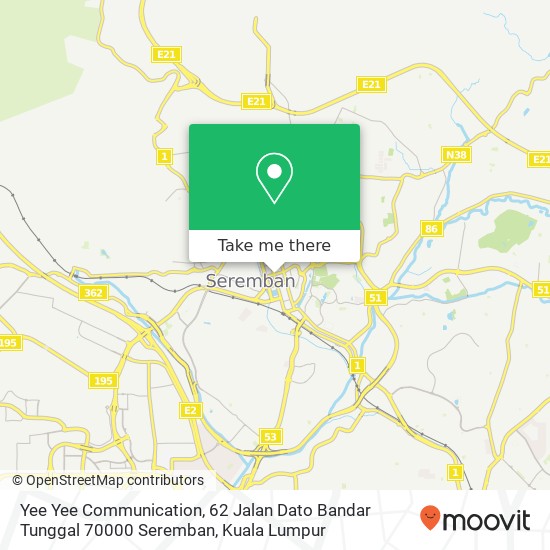 Peta Yee Yee Communication, 62 Jalan Dato Bandar Tunggal 70000 Seremban