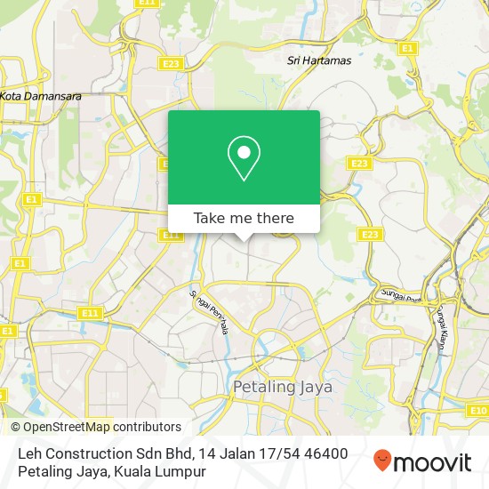 Leh Construction Sdn Bhd, 14 Jalan 17 / 54 46400 Petaling Jaya map