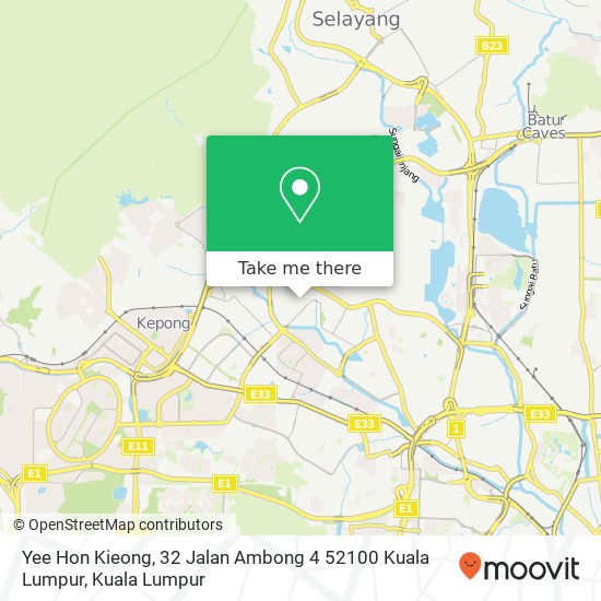 Yee Hon Kieong, 32 Jalan Ambong 4 52100 Kuala Lumpur map