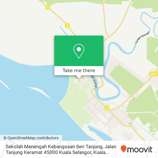 Peta Sekolah Menengah Kebangsaan Seri Tanjung, Jalan Tanjung Keramat 45000 Kuala Selangor