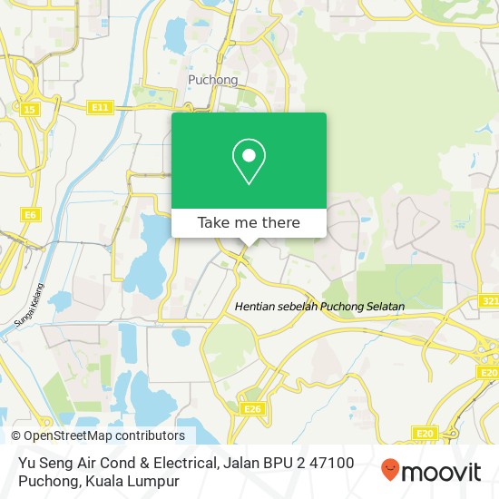 Yu Seng Air Cond & Electrical, Jalan BPU 2 47100 Puchong map