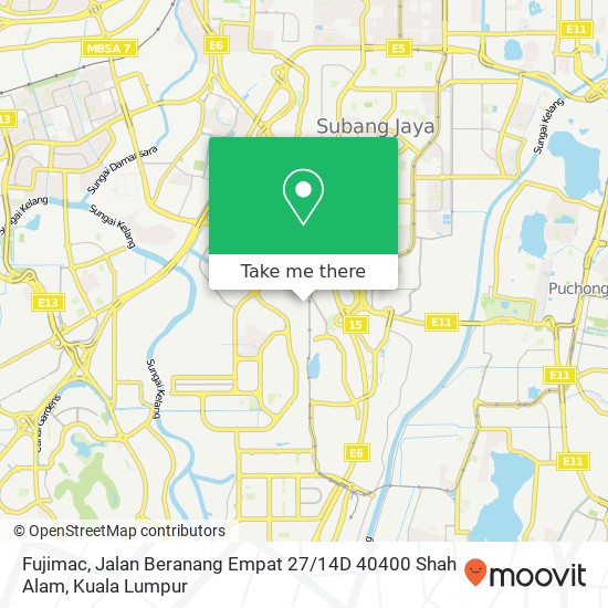 Peta Fujimac, Jalan Beranang Empat 27 / 14D 40400 Shah Alam