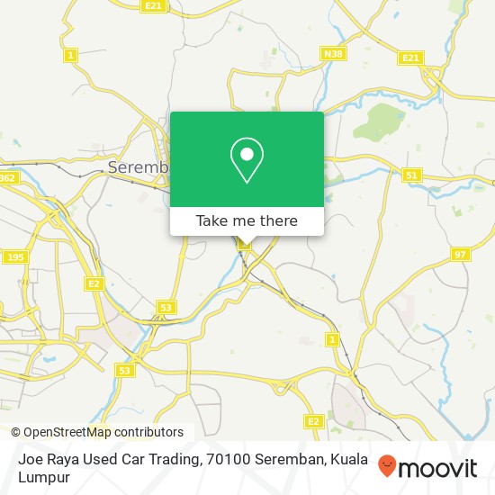 Joe Raya Used Car Trading, 70100 Seremban map