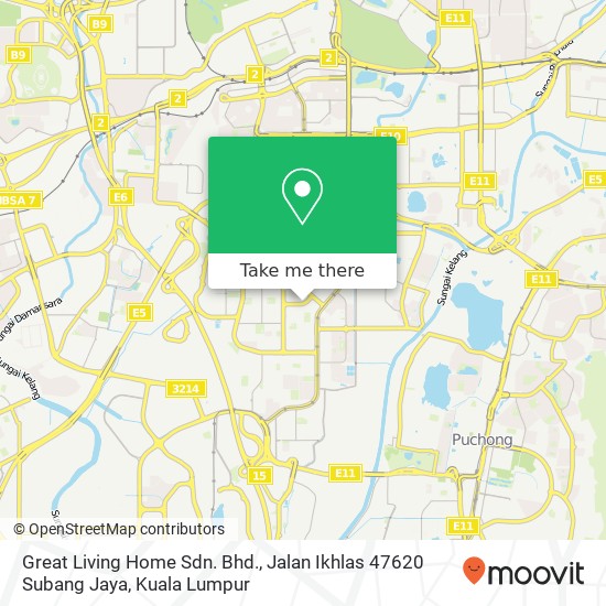 Great Living Home Sdn. Bhd., Jalan Ikhlas 47620 Subang Jaya map