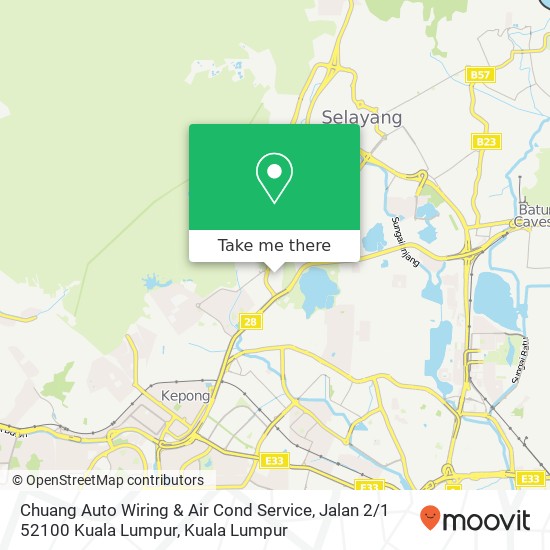 Peta Chuang Auto Wiring & Air Cond Service, Jalan 2 / 1 52100 Kuala Lumpur