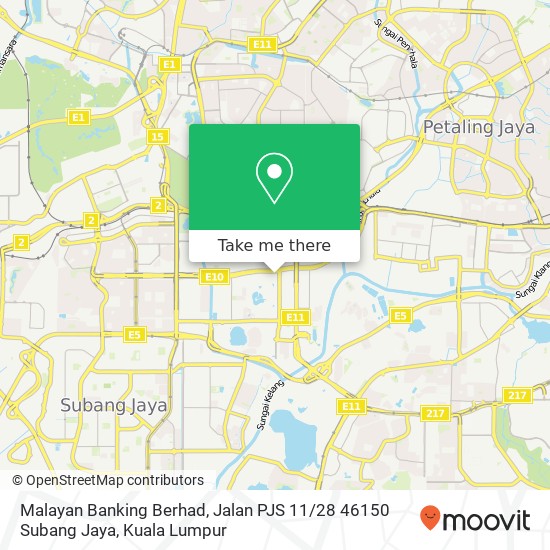Peta Malayan Banking Berhad, Jalan PJS 11 / 28 46150 Subang Jaya