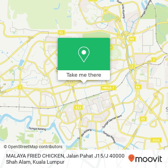 Peta MALAYA FRIED CHICKEN, Jalan Pahat J15 / J 40000 Shah Alam