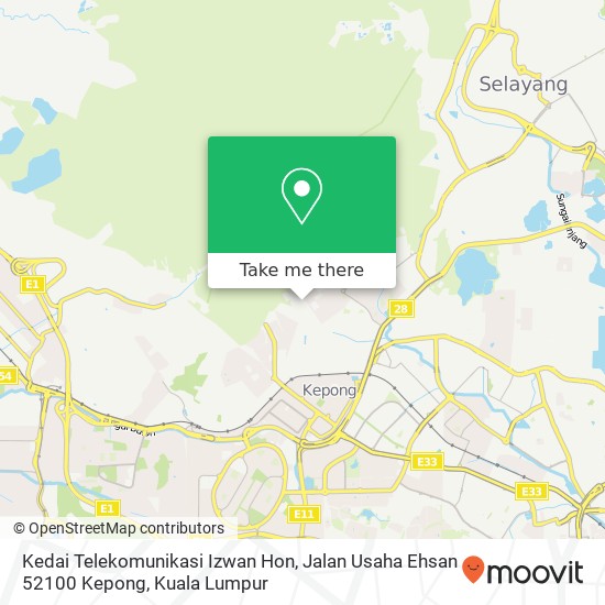 Peta Kedai Telekomunikasi Izwan Hon, Jalan Usaha Ehsan 52100 Kepong