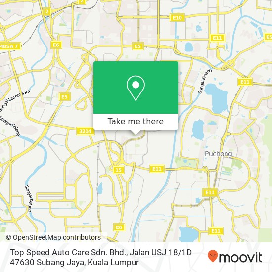 Peta Top Speed Auto Care Sdn. Bhd., Jalan USJ 18 / 1D 47630 Subang Jaya