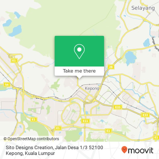 Sito Designs Creation, Jalan Desa 1 / 3 52100 Kepong map