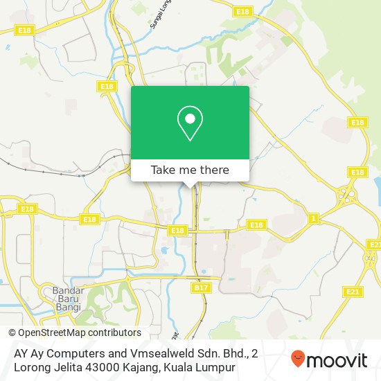 AY Ay Computers and Vmsealweld Sdn. Bhd., 2 Lorong Jelita 43000 Kajang map