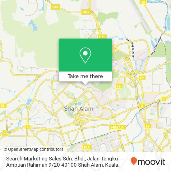 Search Marketing Sales Sdn. Bhd., Jalan Tengku Ampuan Rahimah 9 / 20 40100 Shah Alam map