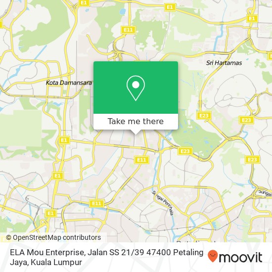 Peta ELA Mou Enterprise, Jalan SS 21 / 39 47400 Petaling Jaya