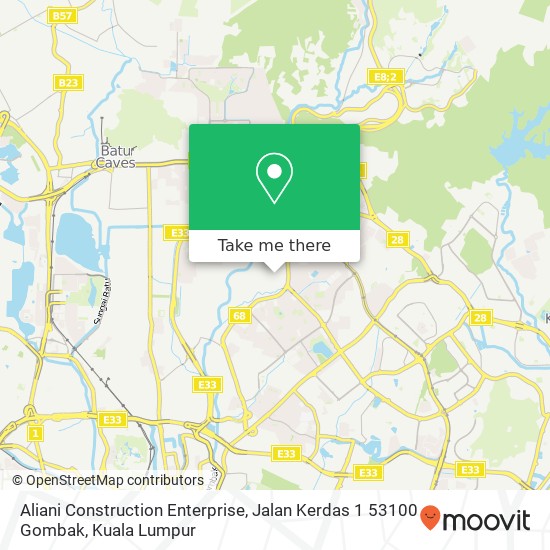 Peta Aliani Construction Enterprise, Jalan Kerdas 1 53100 Gombak