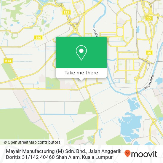 Peta Mayair Manufacturing (M) Sdn. Bhd., Jalan Anggerik Doritis 31 / 142 40460 Shah Alam