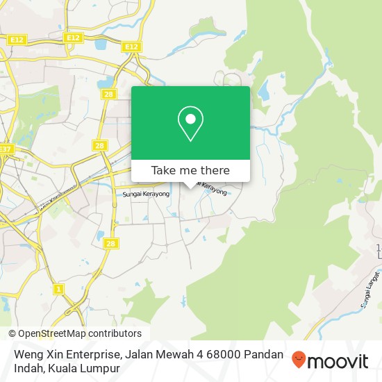 Peta Weng Xin Enterprise, Jalan Mewah 4 68000 Pandan Indah