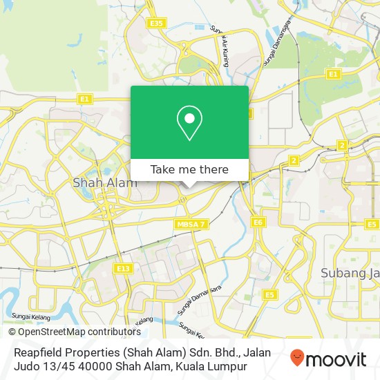 Peta Reapfield Properties (Shah Alam) Sdn. Bhd., Jalan Judo 13 / 45 40000 Shah Alam