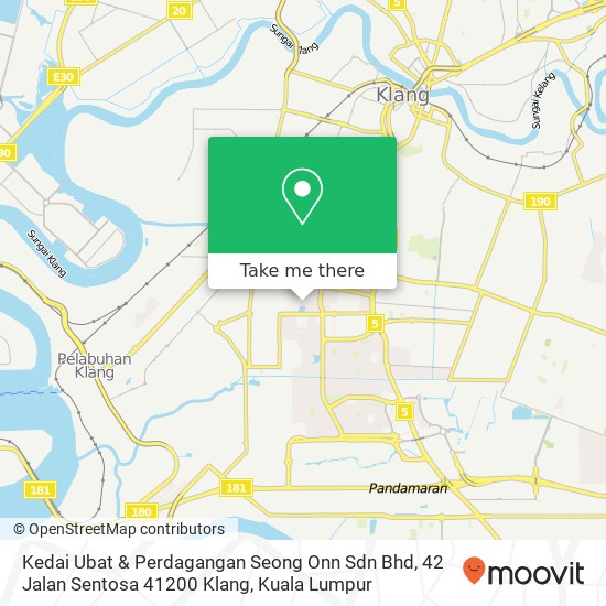 Peta Kedai Ubat & Perdagangan Seong Onn Sdn Bhd, 42 Jalan Sentosa 41200 Klang