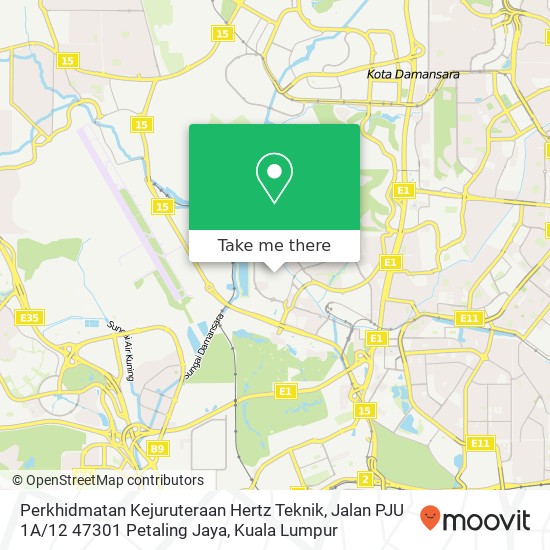 Peta Perkhidmatan Kejuruteraan Hertz Teknik, Jalan PJU 1A / 12 47301 Petaling Jaya