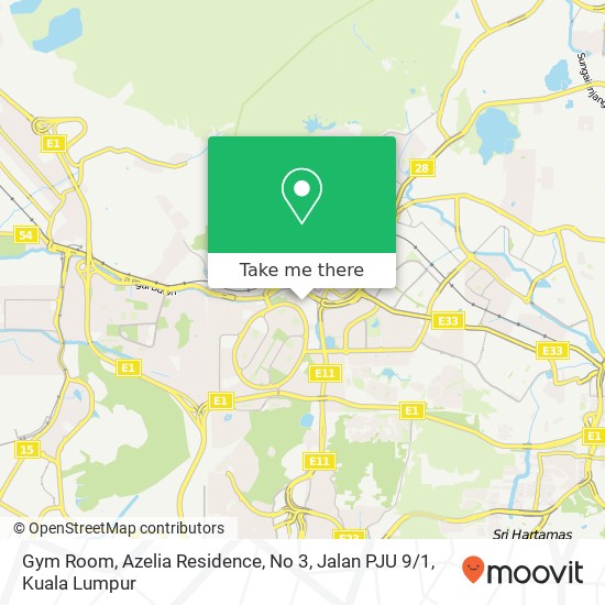 Peta Gym Room, Azelia Residence, No 3, Jalan PJU 9 / 1