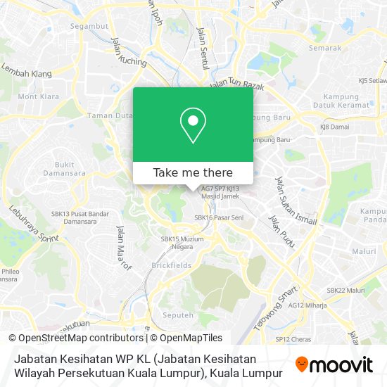 Jabatan Kesihatan WP KL (Jabatan Kesihatan Wilayah Persekutuan Kuala Lumpur) map