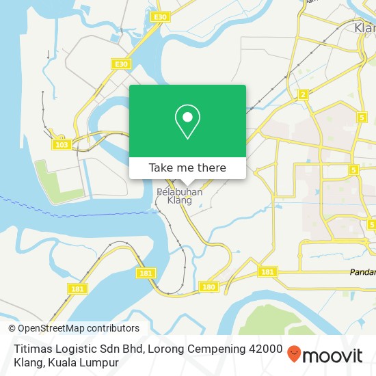 Peta Titimas Logistic Sdn Bhd, Lorong Cempening 42000 Klang