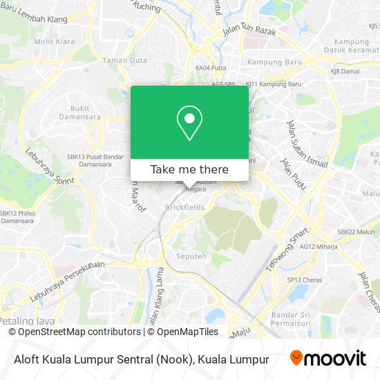 Aloft Kuala Lumpur Sentral (Nook) map
