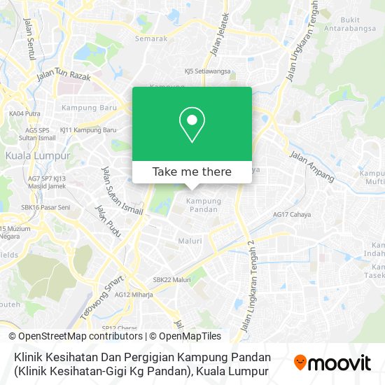 Peta Klinik Kesihatan Dan Pergigian Kampung Pandan (Klinik Kesihatan-Gigi Kg Pandan)