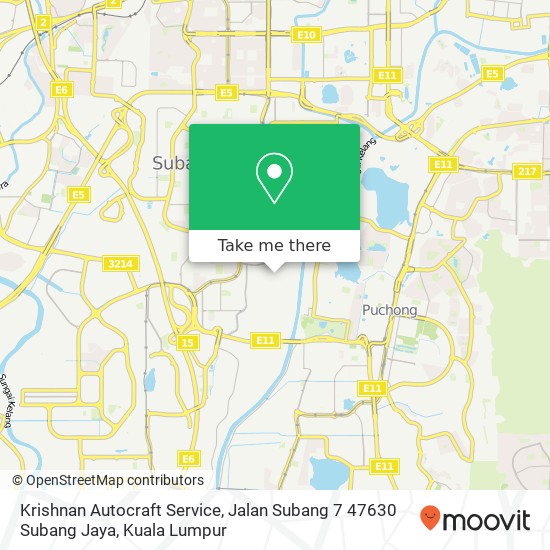 Peta Krishnan Autocraft Service, Jalan Subang 7 47630 Subang Jaya