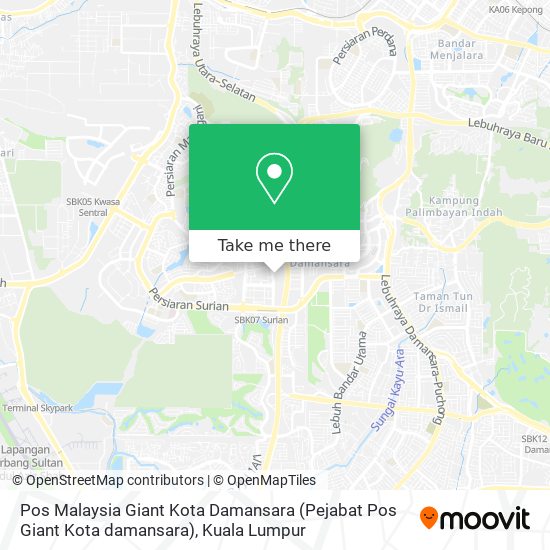 Peta Pos Malaysia Giant Kota Damansara (Pejabat Pos Giant Kota damansara)