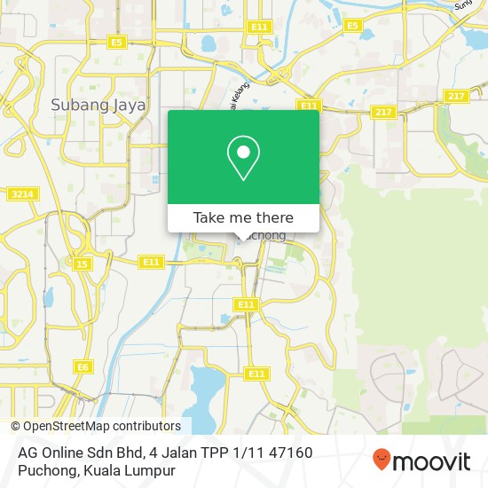 AG Online Sdn Bhd, 4 Jalan TPP 1 / 11 47160 Puchong map
