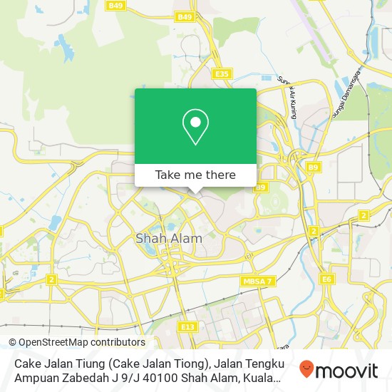 Peta Cake Jalan Tiung (Cake Jalan Tiong), Jalan Tengku Ampuan Zabedah J 9 / J 40100 Shah Alam
