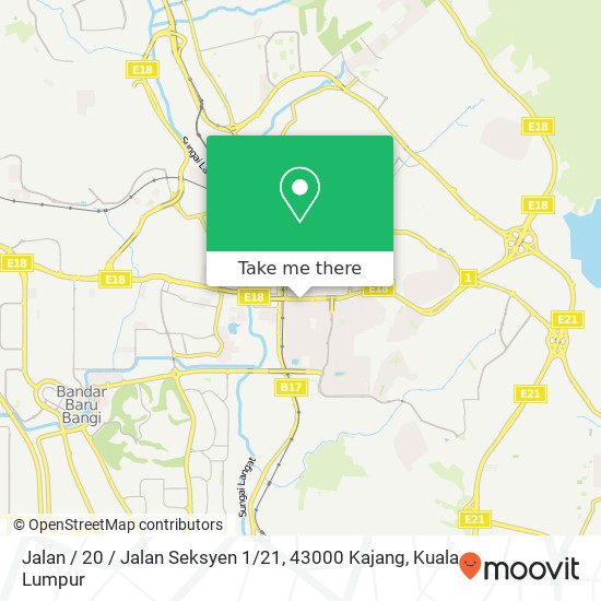 Peta Jalan / 20 / Jalan Seksyen 1 / 21, 43000 Kajang