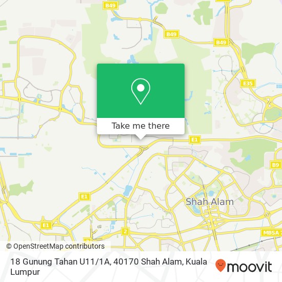 18 Gunung Tahan U11 / 1A, 40170 Shah Alam map