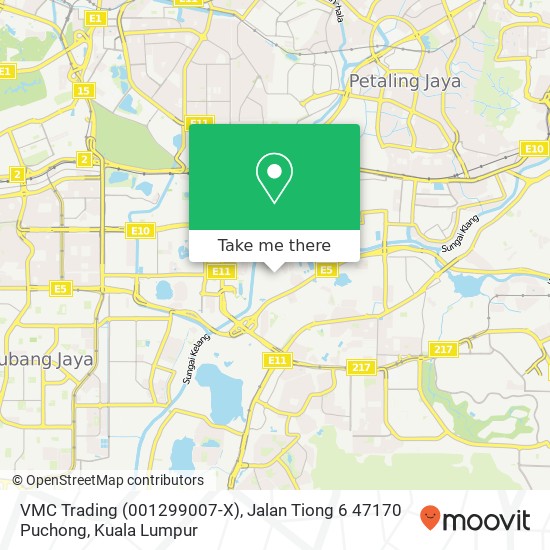 VMC Trading (001299007-X), Jalan Tiong 6 47170 Puchong map