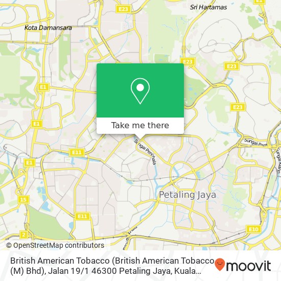 British American Tobacco (British American Tobacco (M) Bhd), Jalan 19 / 1 46300 Petaling Jaya map