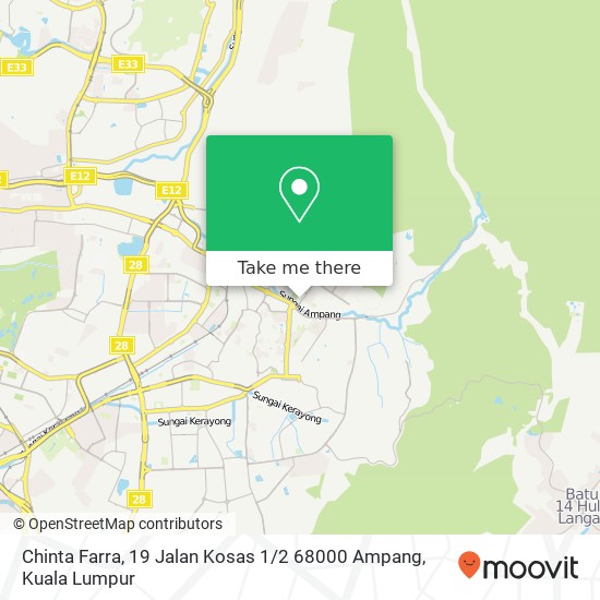 Peta Chinta Farra, 19 Jalan Kosas 1 / 2 68000 Ampang