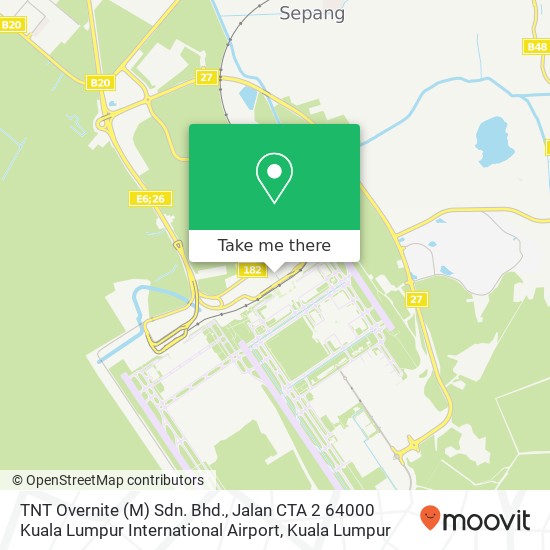 Peta TNT Overnite (M) Sdn. Bhd., Jalan CTA 2 64000 Kuala Lumpur International Airport